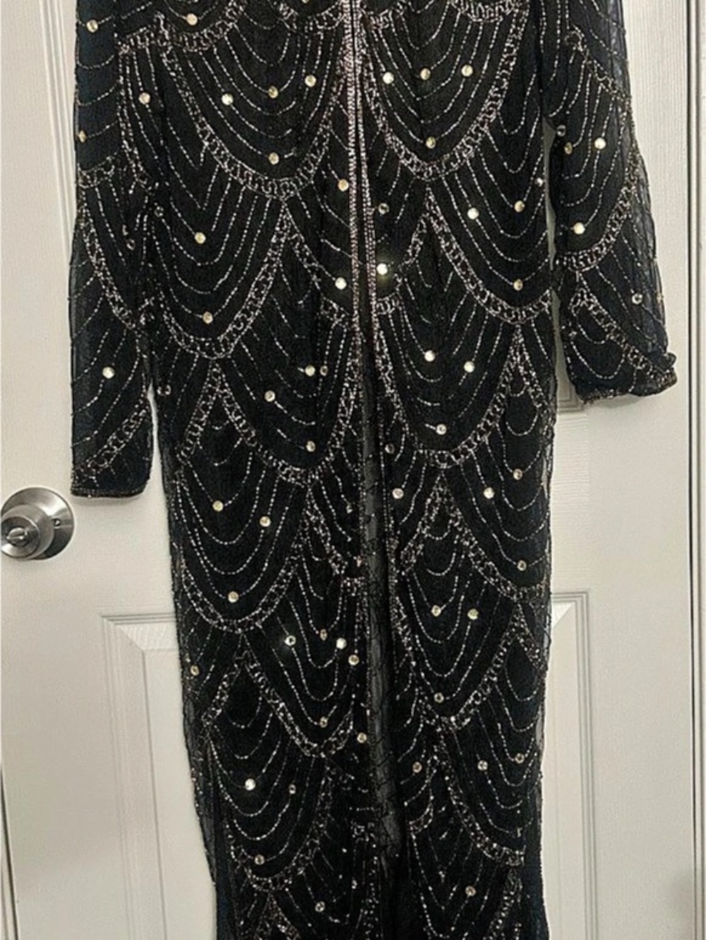 Black & Gold Embellished Maxi Dress Like New